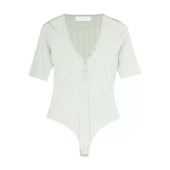 Jonathan Simkhai Connie Ribbed Henley Bodysuit, Size Small - Picture 5 of 7